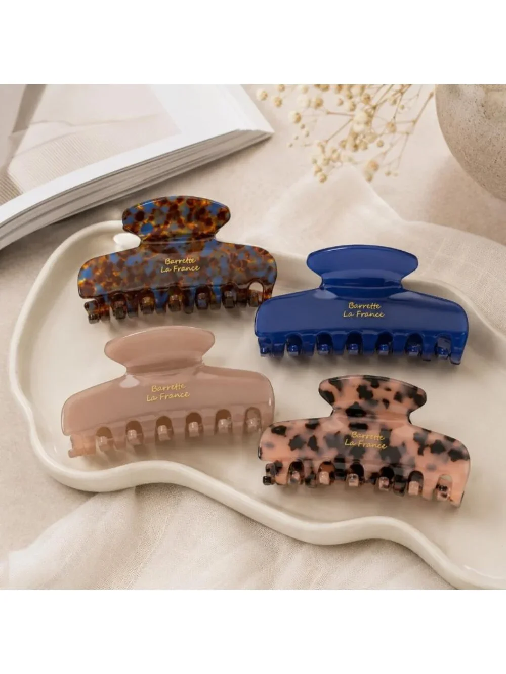 4 Pack Semi-Round Hair Claw Clips for Women - Hollow Half Up Shark Accessories
